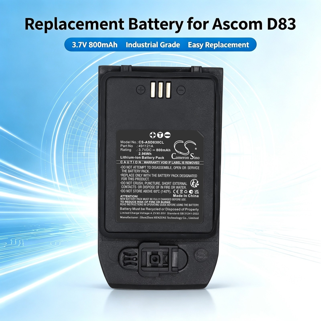 Batterie compatibile con Ascom D83 D83 Messenger Talker CS-ASD830CL