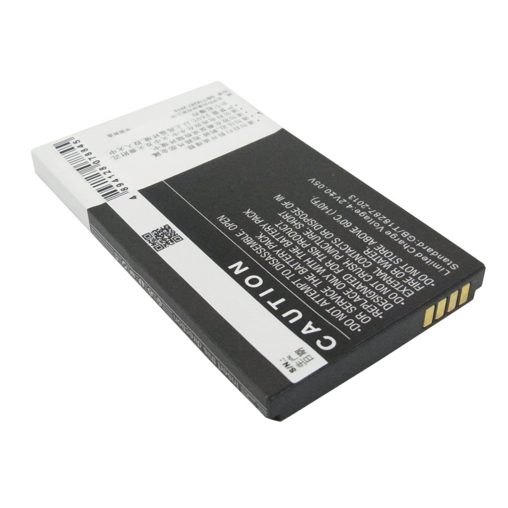 Batteria Cameron Sino CS-CPD230SL, lato avvertenze con codice a barre e contatti