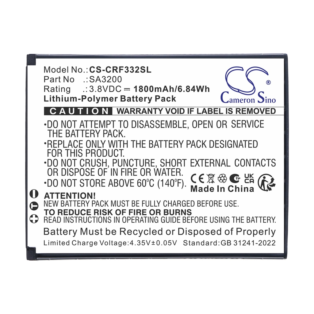 Batterie compatibile con Consumer Cellular Iris Flip CS-CRF332SL