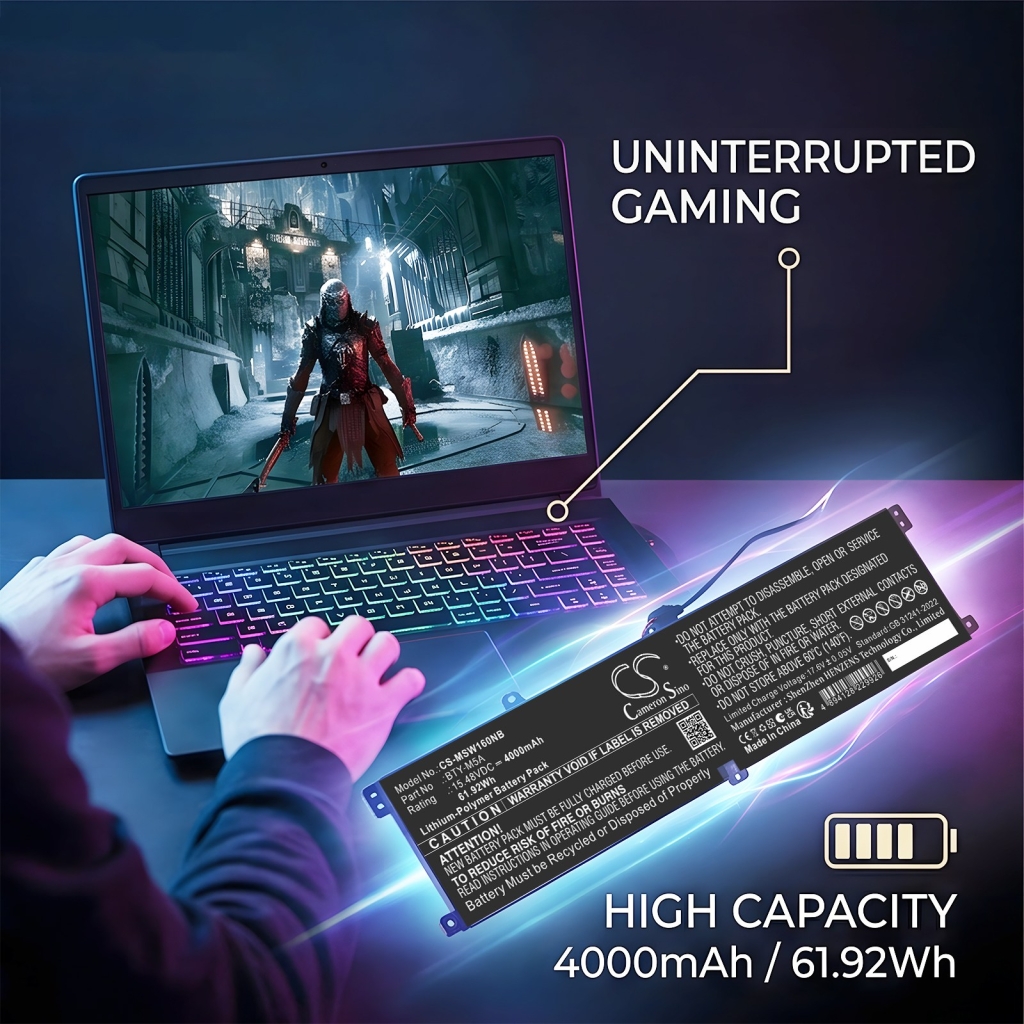 Batterie compatibile con MSI B14VFKG-056UK B14VFKG-056UK CS-MSW160NB
