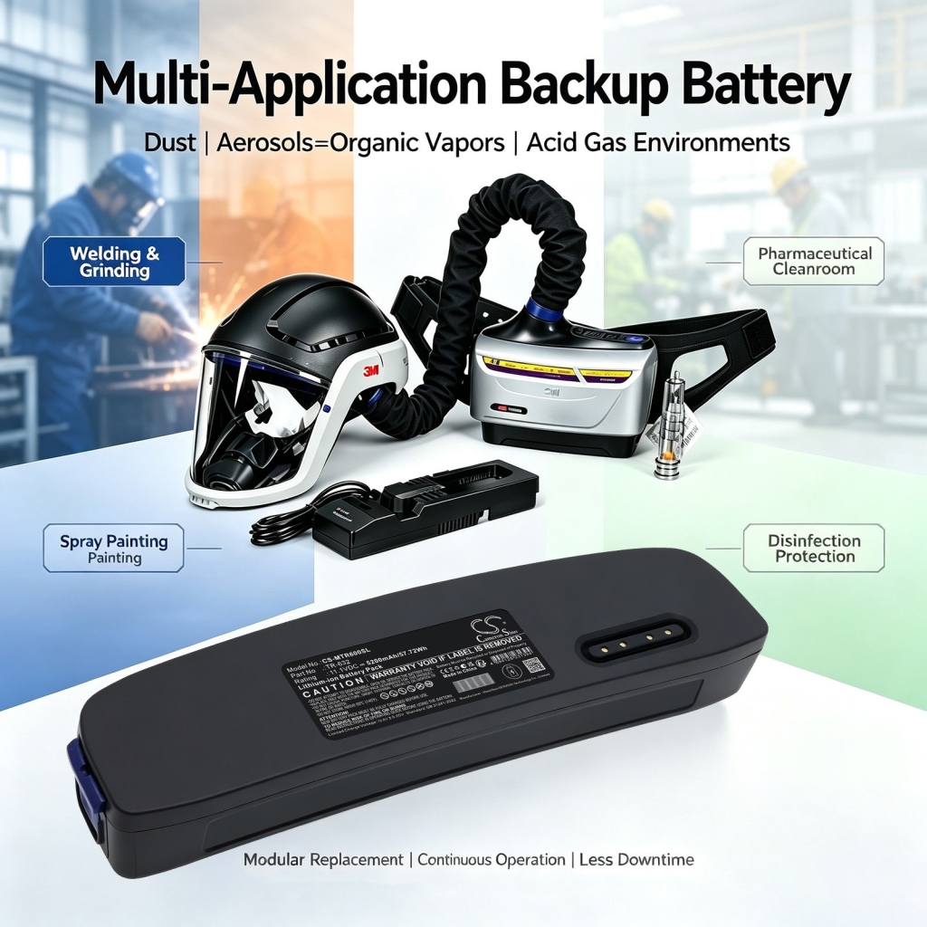Batterie compatibile con 3M TR-600 Powered Air Purifying Respirator CS-MTR600SL