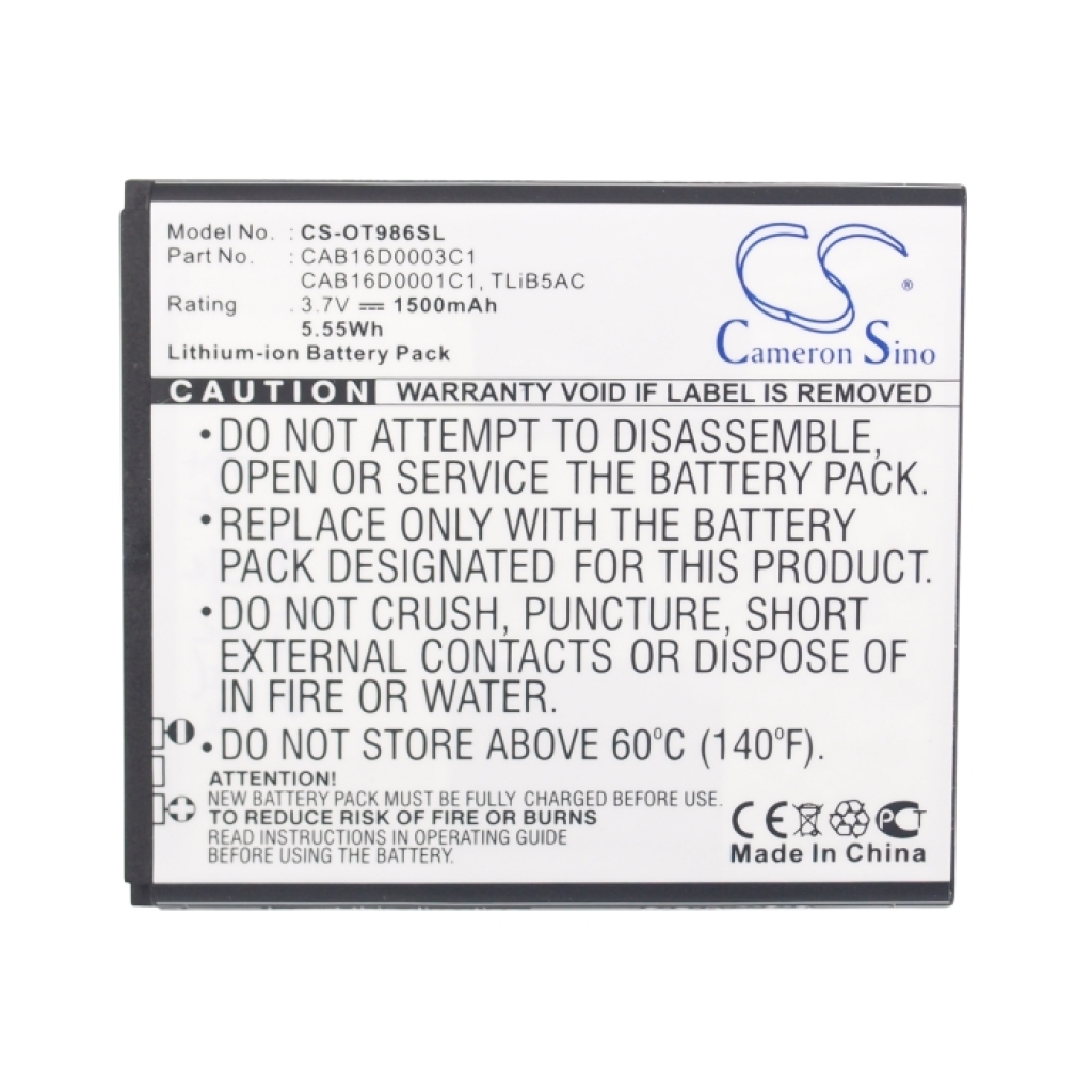 Batteria del telefono cellulare Alcatel One Touch 986