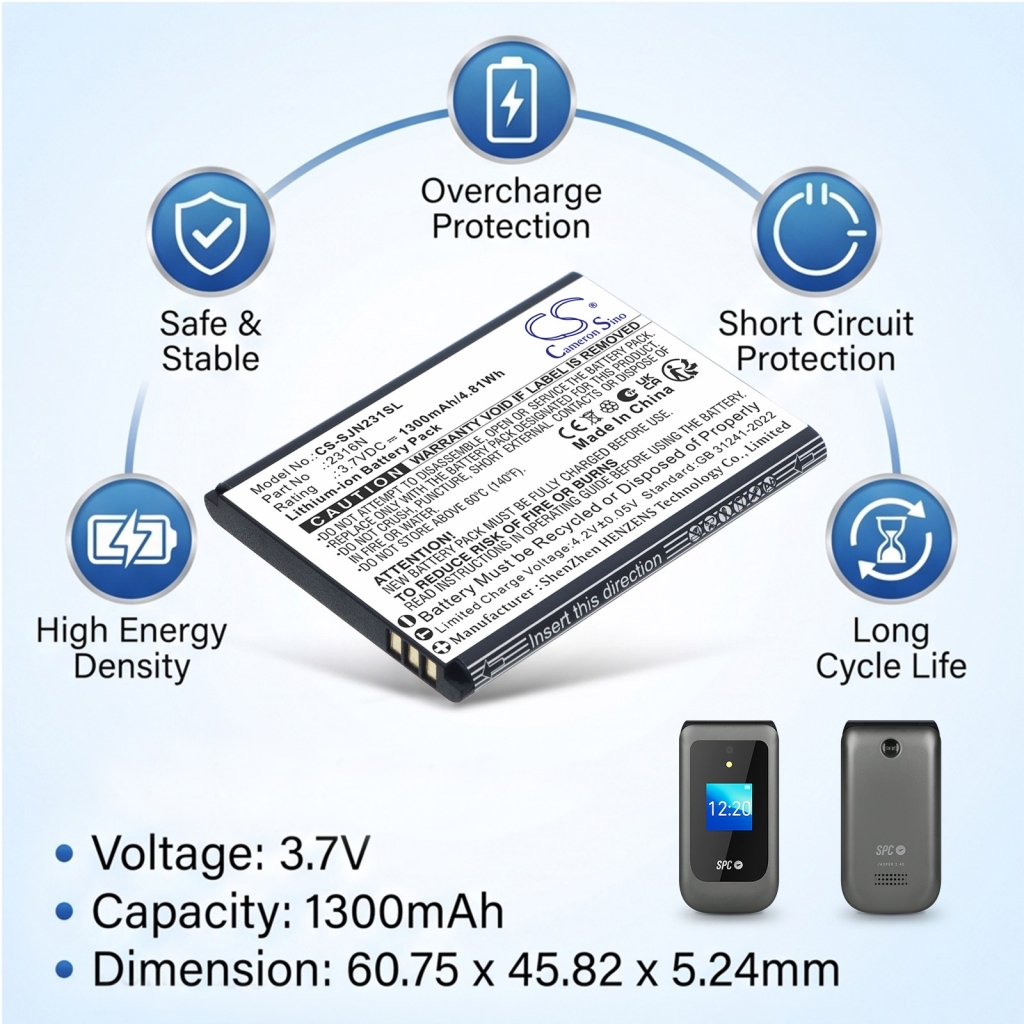 Batterie compatibile con SPC Jasper 2 4G 2316N 2327N CS-SJN231SL