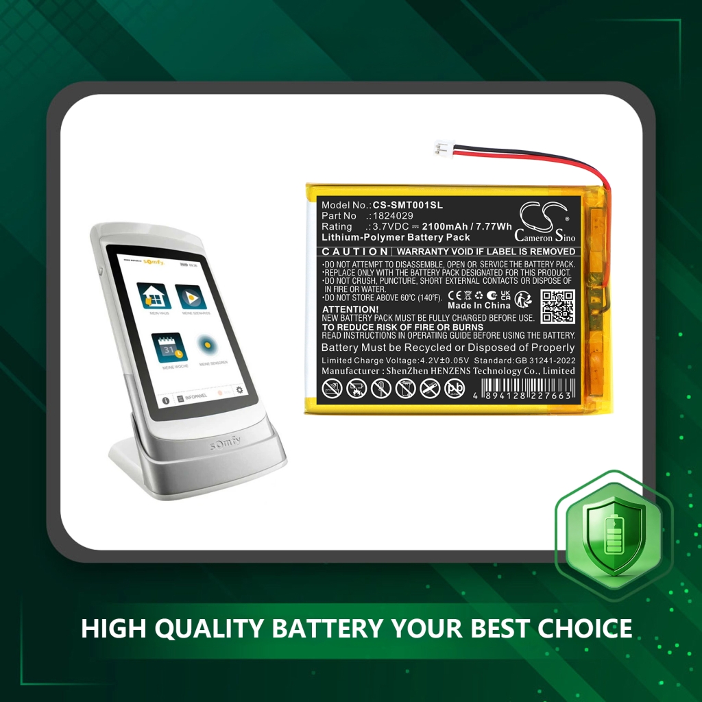 Batterie compatibile con Somfy 1824029 1824029 CS-SMT001SL