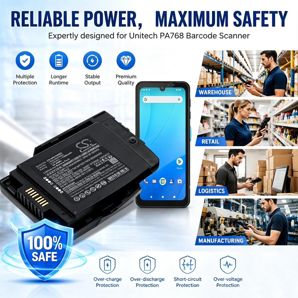 Batterie compatibile con Unitech PA768 PA768 Rugged Mobile Computer CS-UPA768BX