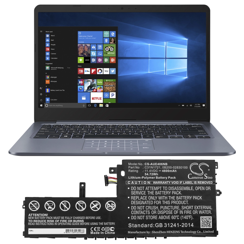Batteria notebook Asus E406SA-EB087TS (CS-AUE406NB)
