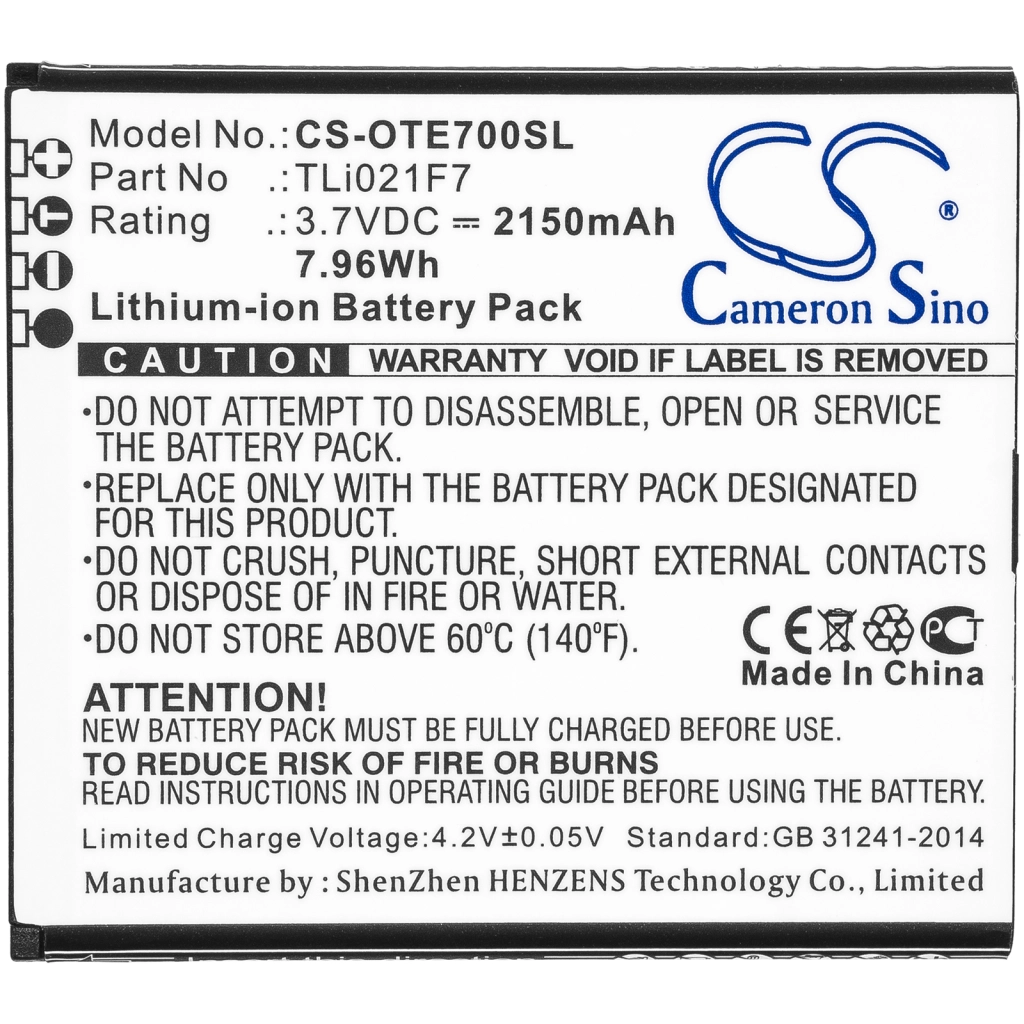 Batterie Sostituisce TLi021F7
