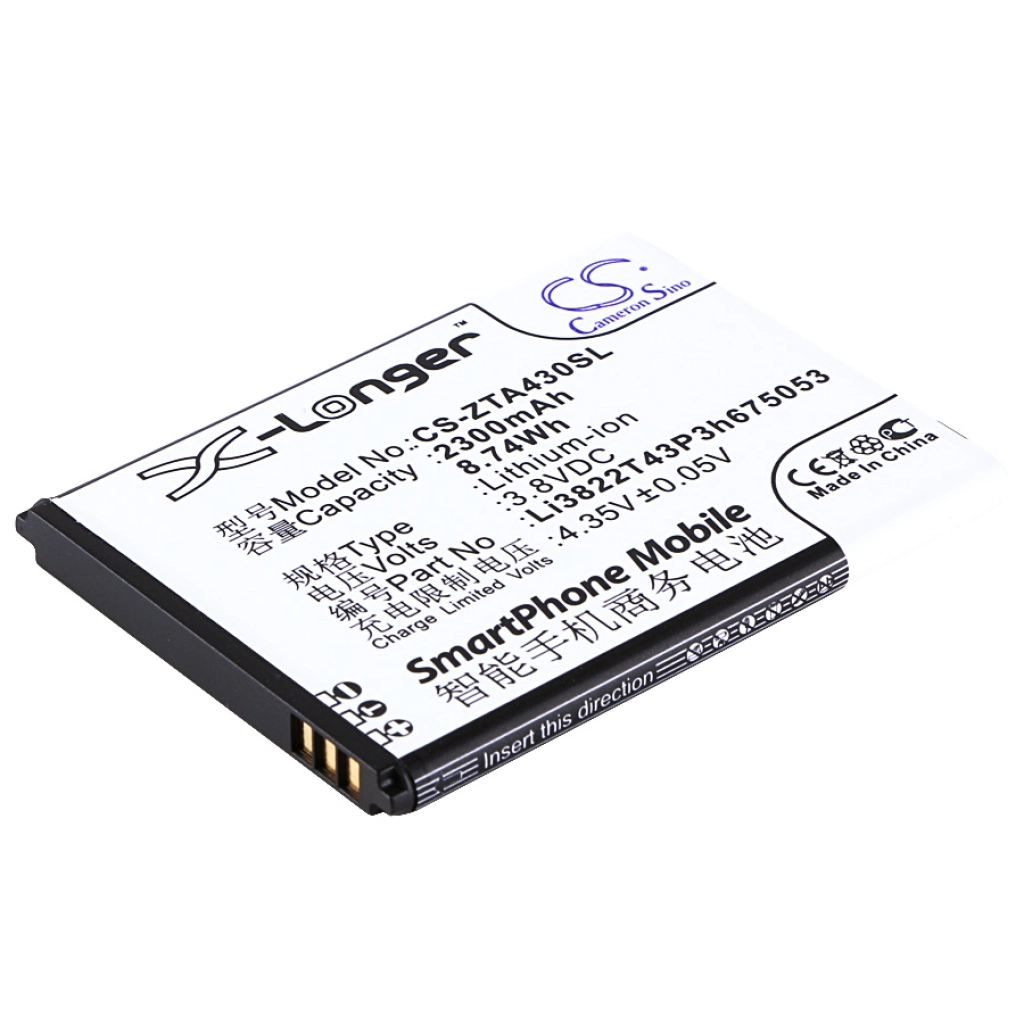 Compatible battery replacement for ZTE LI3822T43P3H675053