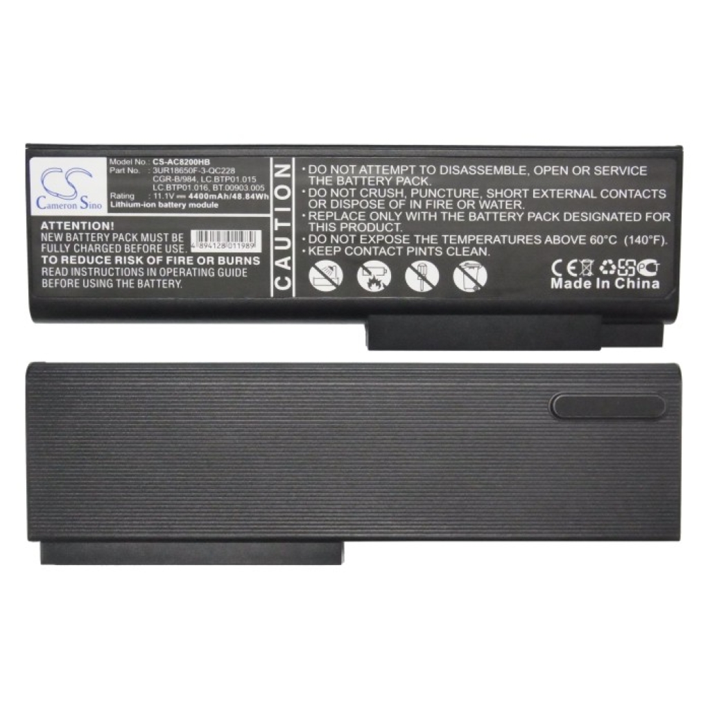 CS-AC8200HB Acer laptop battery two views both label faces