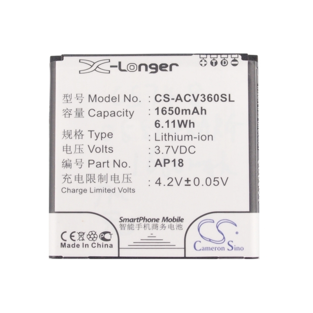 Batterie Batteria del telefono cellulare CS-ACV360SL