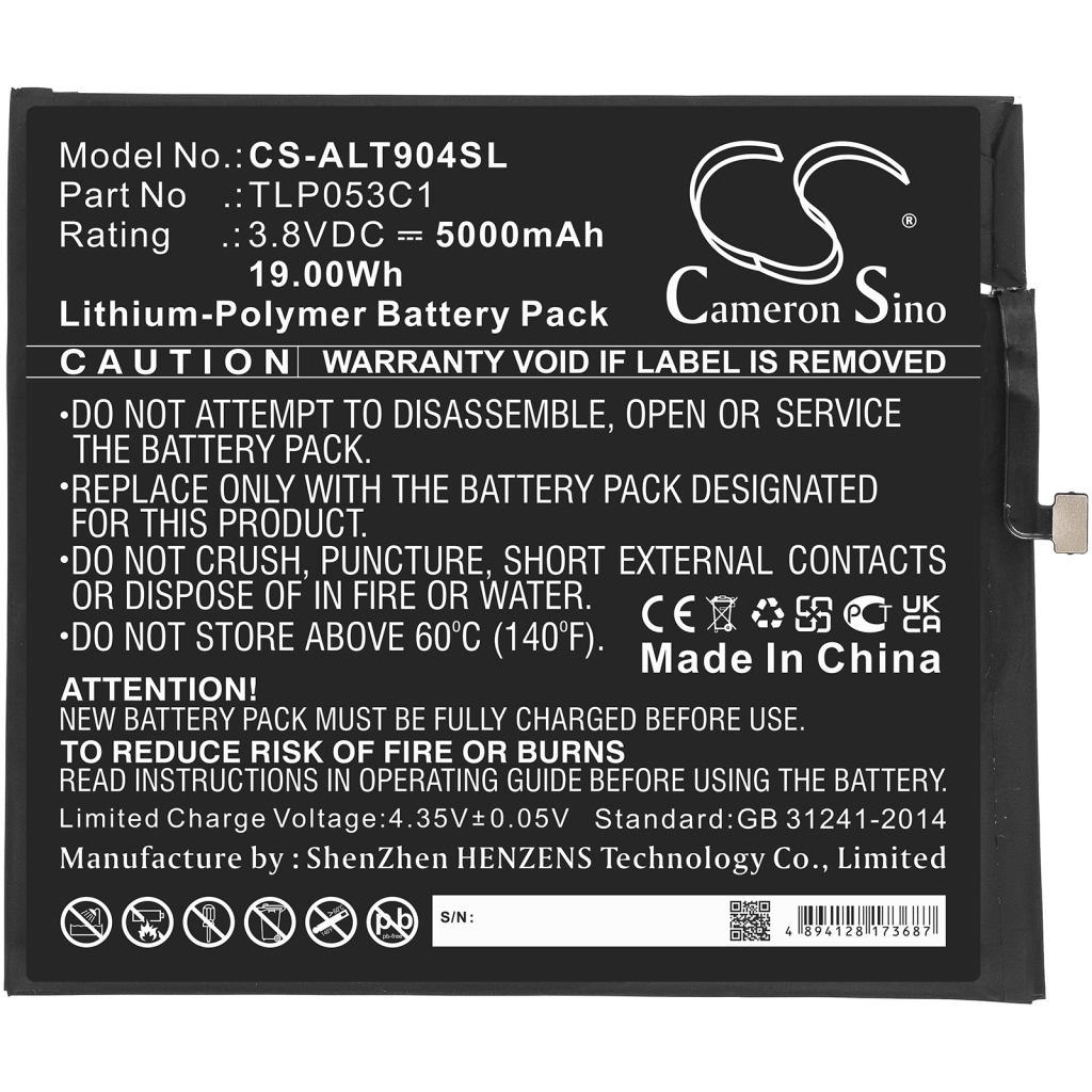 Sostituzione della batteria compatibile per Alcatel TLP053C1