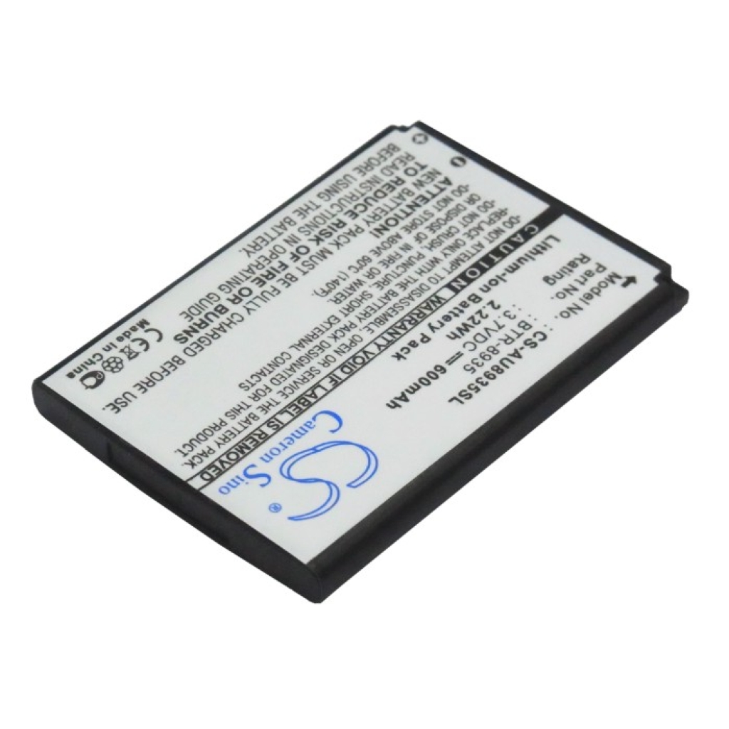 CS-AU8935SL battery back face with safety icons and barcode