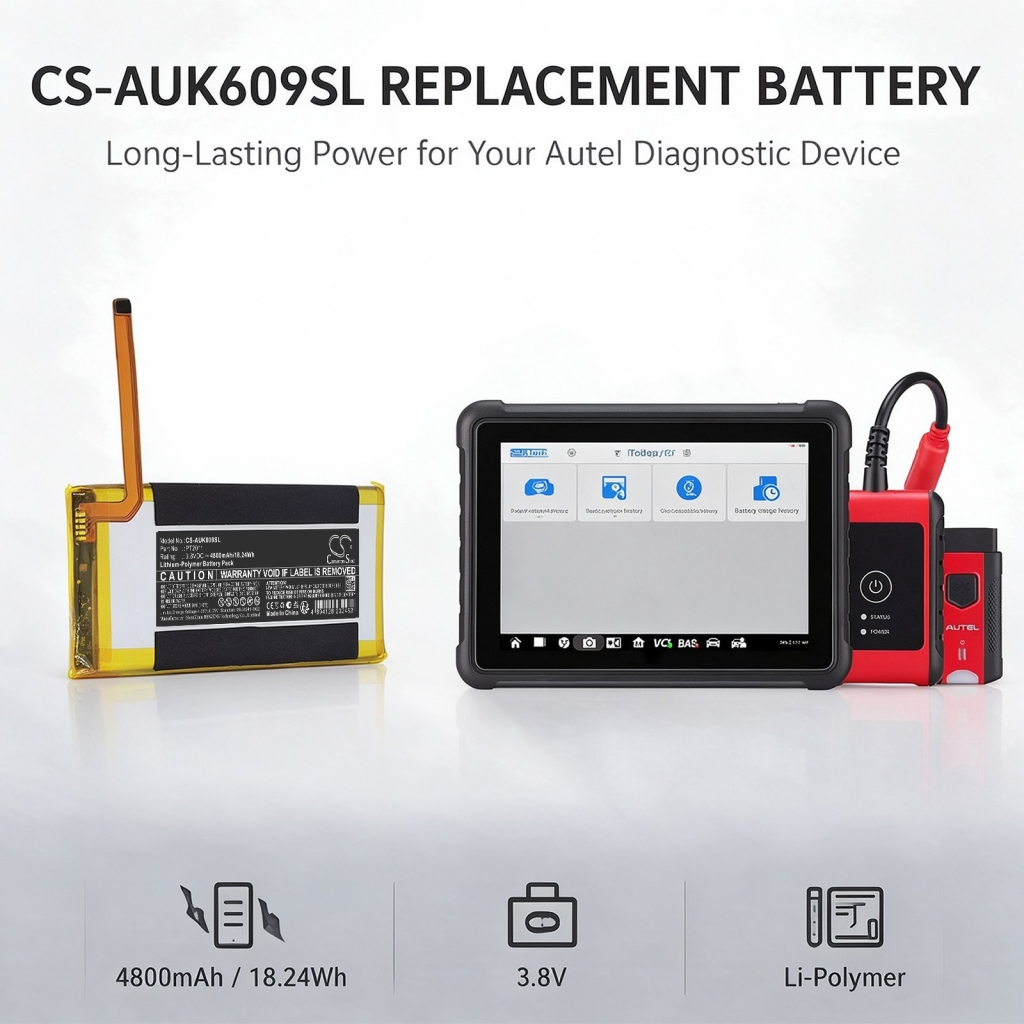 Batteries compatible with Autel MaxiBAS BT609 Scanner CS-AUK609SL