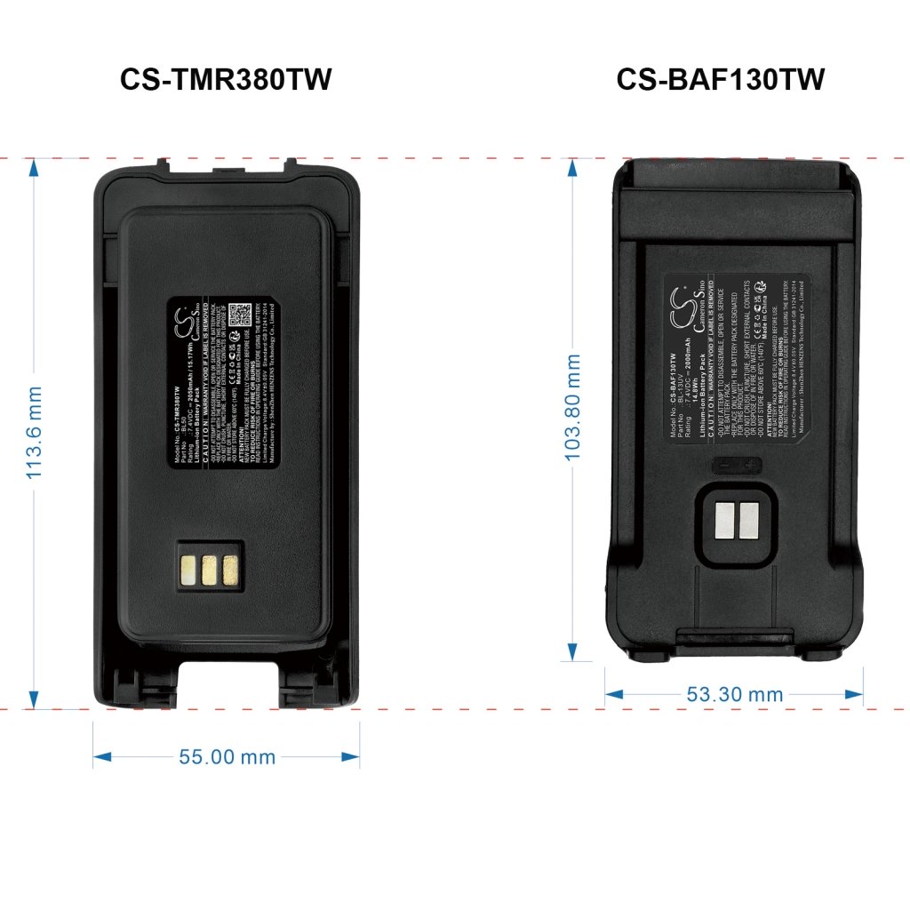 Batterie Batteria radio bidirezionale CS-BAF130TW