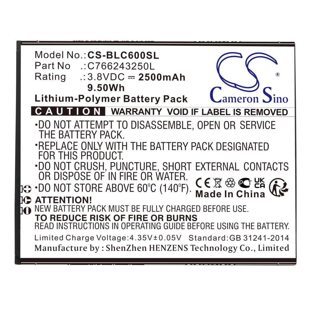 Sostituzione della batteria compatibile per BLU C766243250L