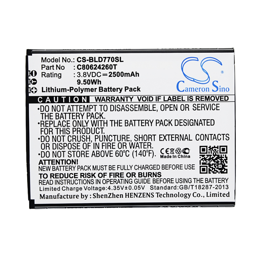Sostituzione della batteria compatibile per BLU C80624260T