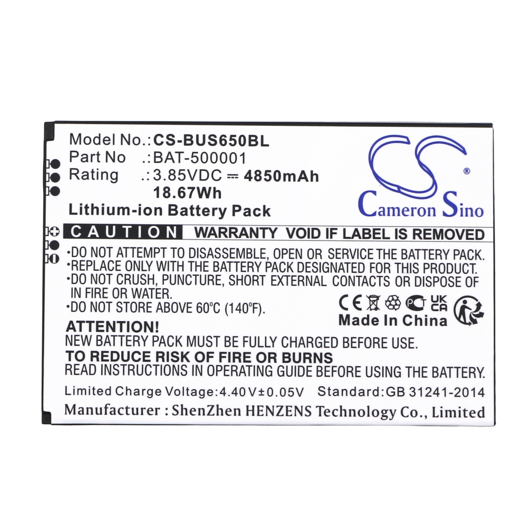 Batteries BarCode, Scanner Battery CS-BUS650BL