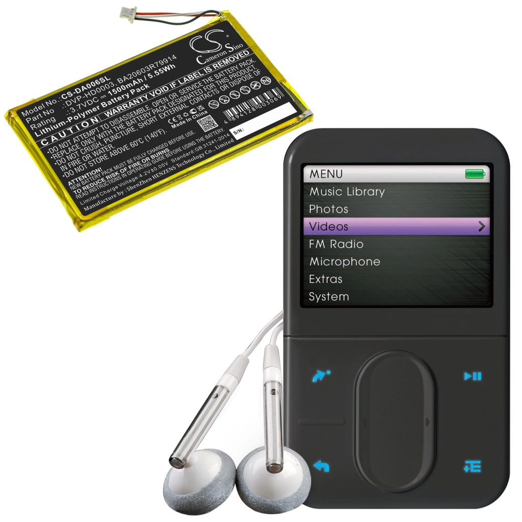 Batterie Batteria MP3, MP4, PMP CS-DA006SL