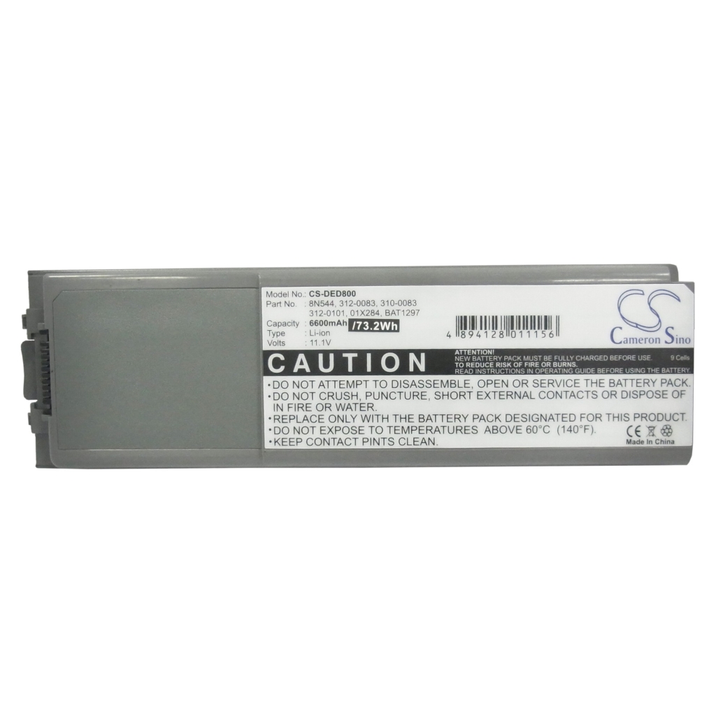Dell D800 battery, connector end showing multi-pin contact strip