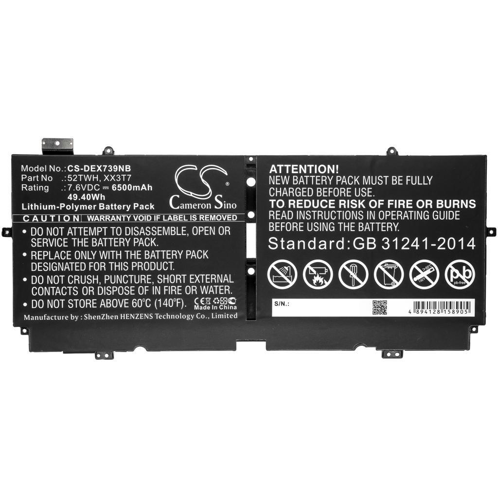 Sostituzione della batteria compatibile per DELL 52TWH,XX3T7