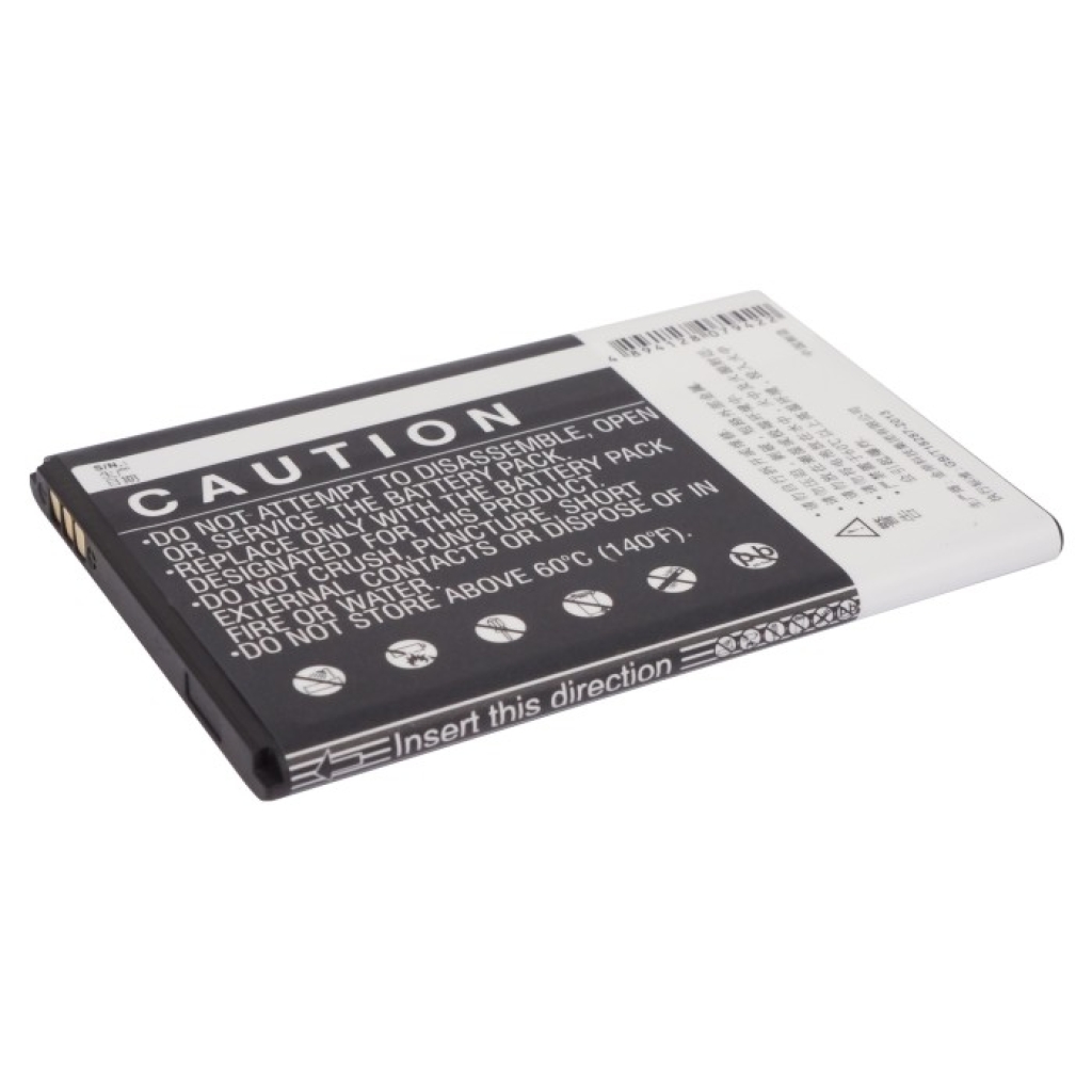 Angled view of dark rear face of CS-DVS708SL Li-ion battery, CAUTION text visible