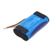 Vista inclinata blu pacco batteria cilindrico con imbottiture in schiuma con connettore
