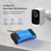 Immagine marketing videocamera di sicurezza eufy con testo di compatibilità batteria