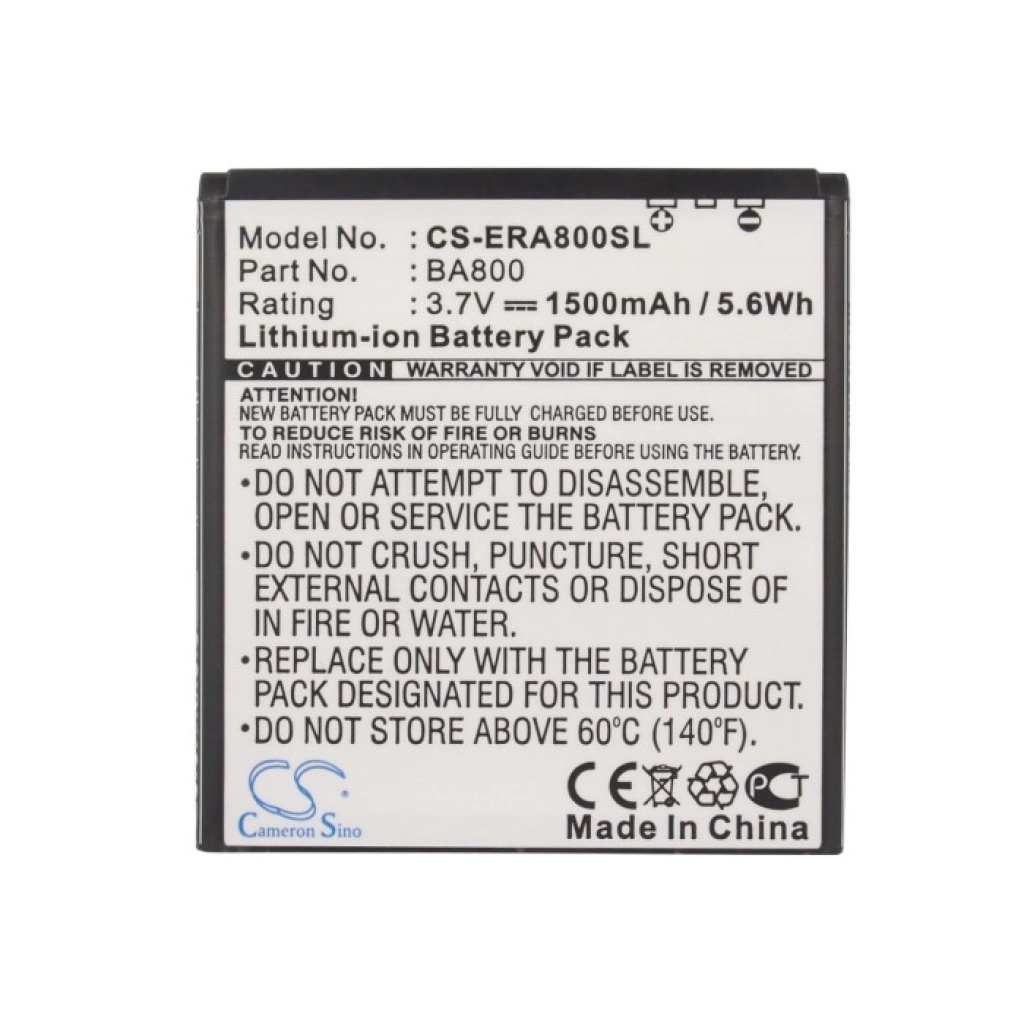 Compatible battery replacement for Sony Ericsson BA800