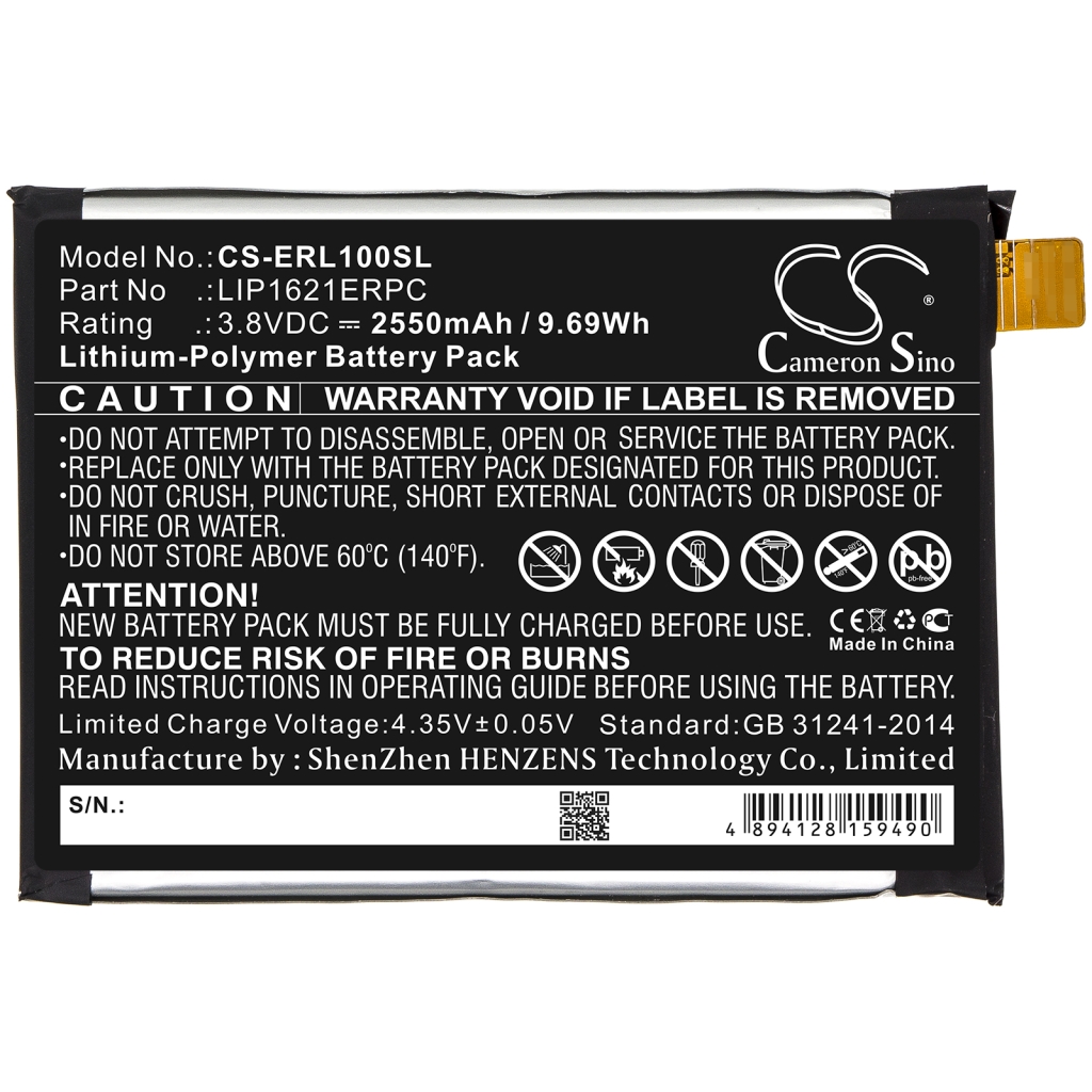 Compatible battery replacement for Sony LIP1621ERPC