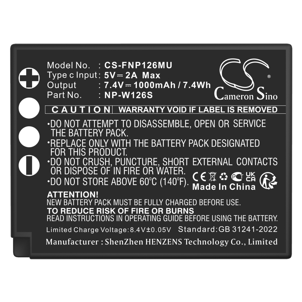 Batterie Sostituisce NP-W126S