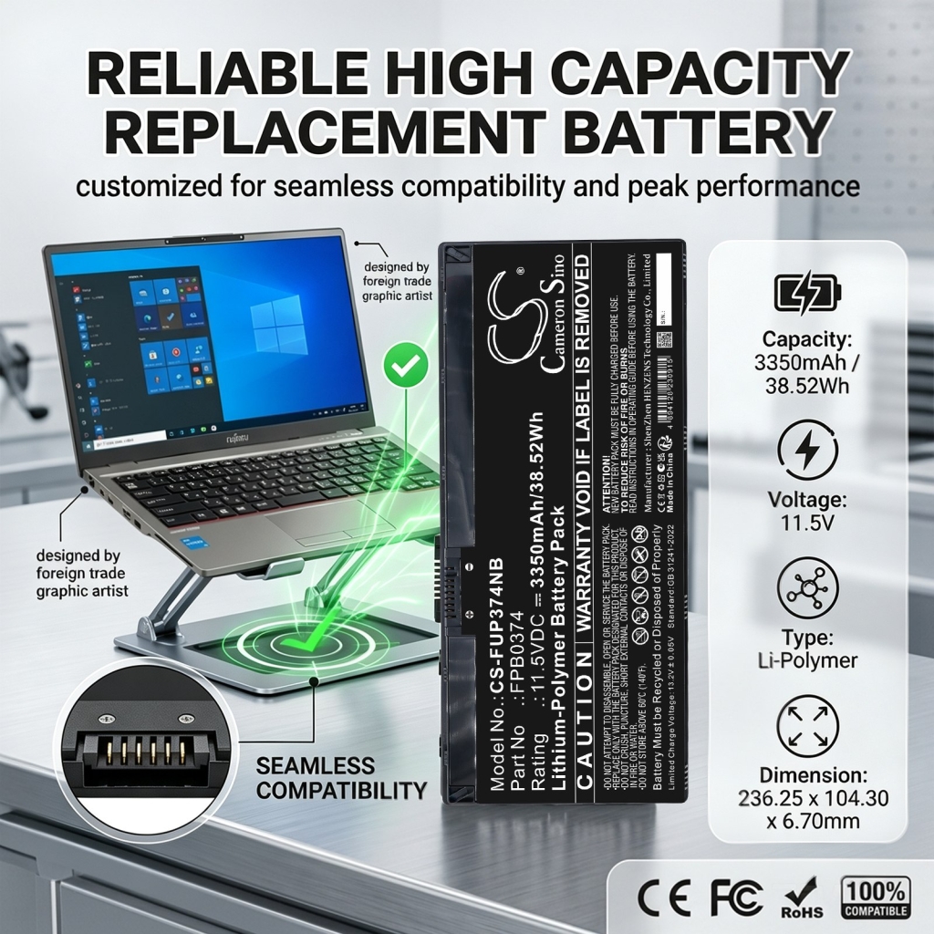 Batterie compatibile con Fujitsu Lifebook U3114X U3114XS WQ1 CS-FUP374NB