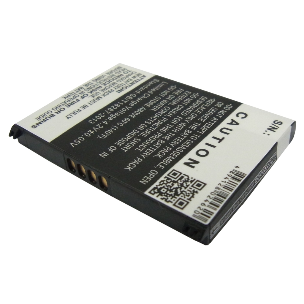 Cameron Sino CS-GM850SL vista posteriore angolata, avvertenze sicurezza, QR code, codice a barre e contatti bordo a 4 pin