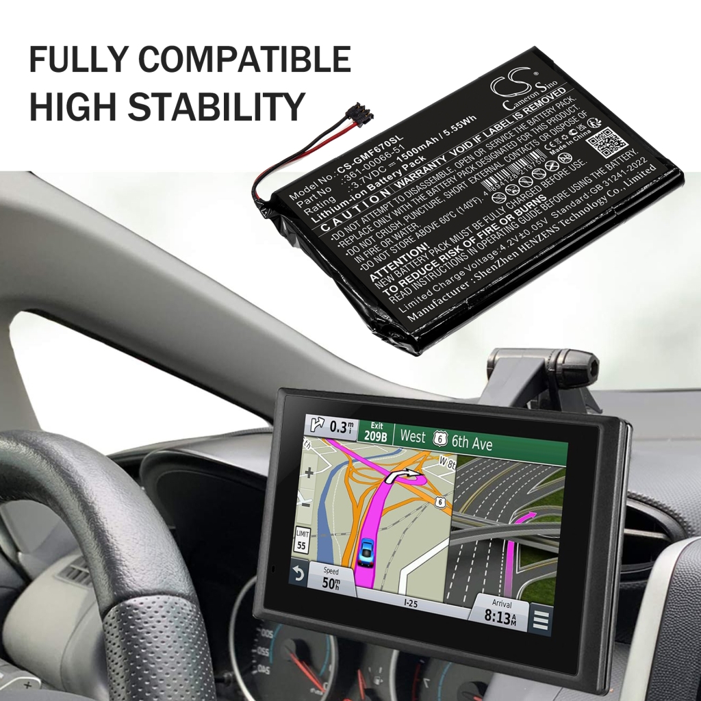Batteria GPS, navigatore Garmin CS-GMF670SL