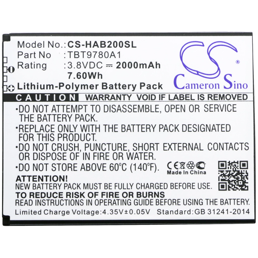 Batterie Batteria del telefono cellulare CS-HAB200SL