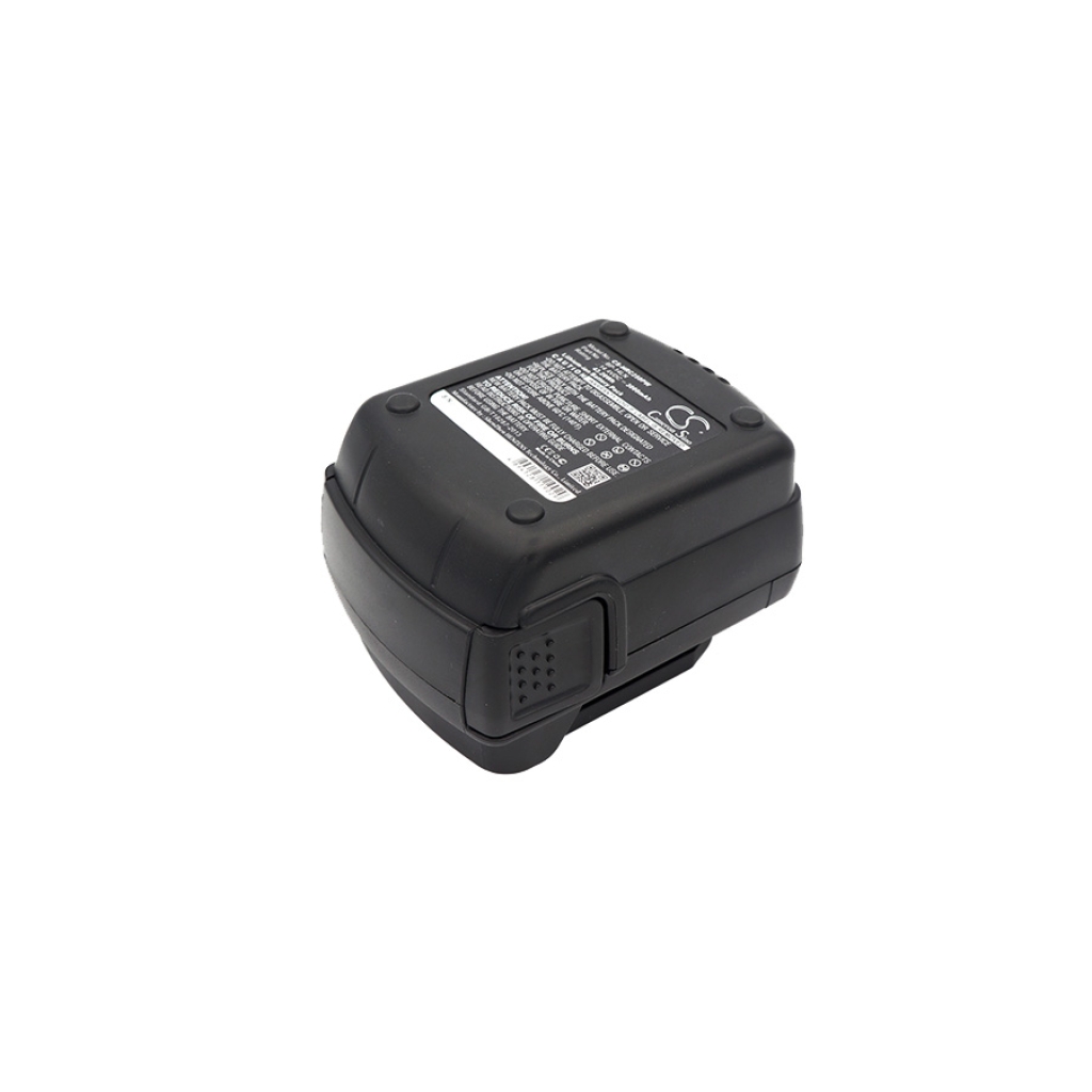 Pacco batteria utensile nero, etichetta superiore, vista angolata