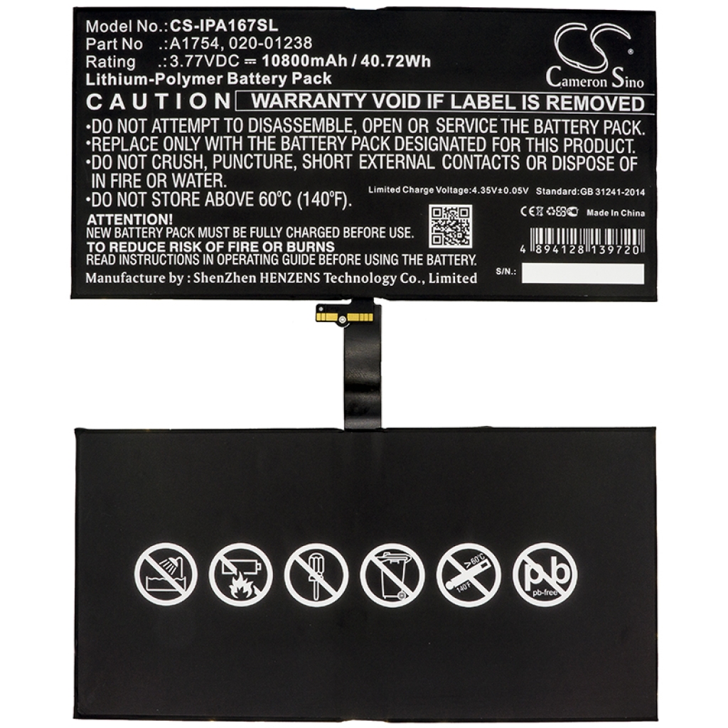 Sostituzione della batteria compatibile per Apple 020-01238,A1754