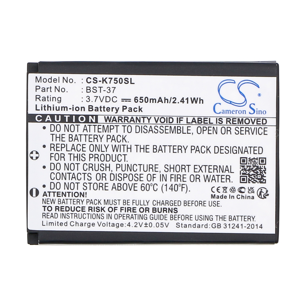 Sostituzione della batteria compatibile per Sony Ericsson BST-37