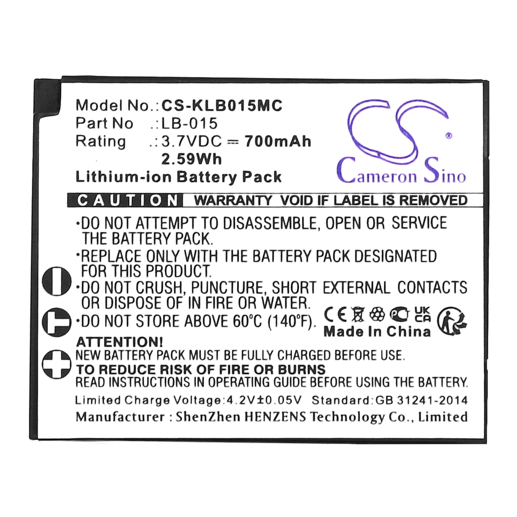 Batterie Batteria della fotocamera CS-KLB015MC