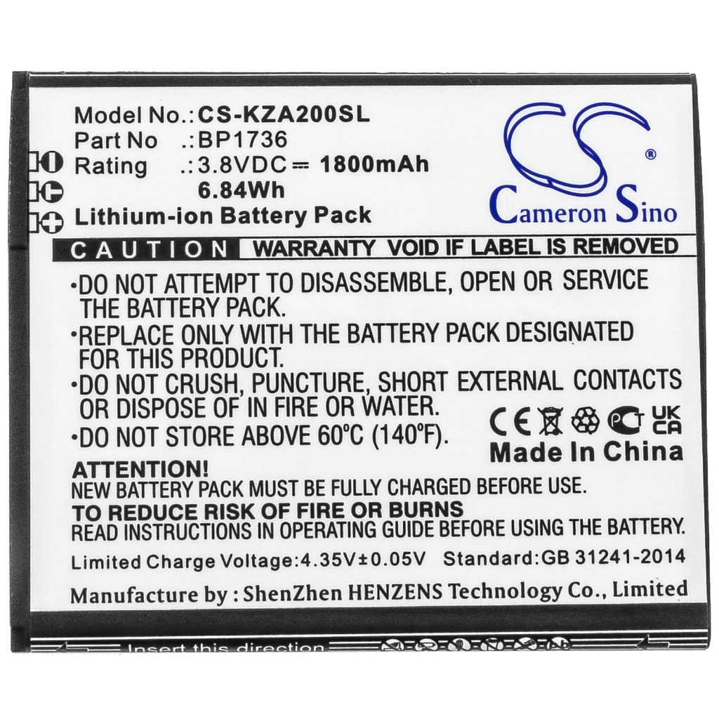 Batterie Batteria del telefono cellulare CS-KZA200SL