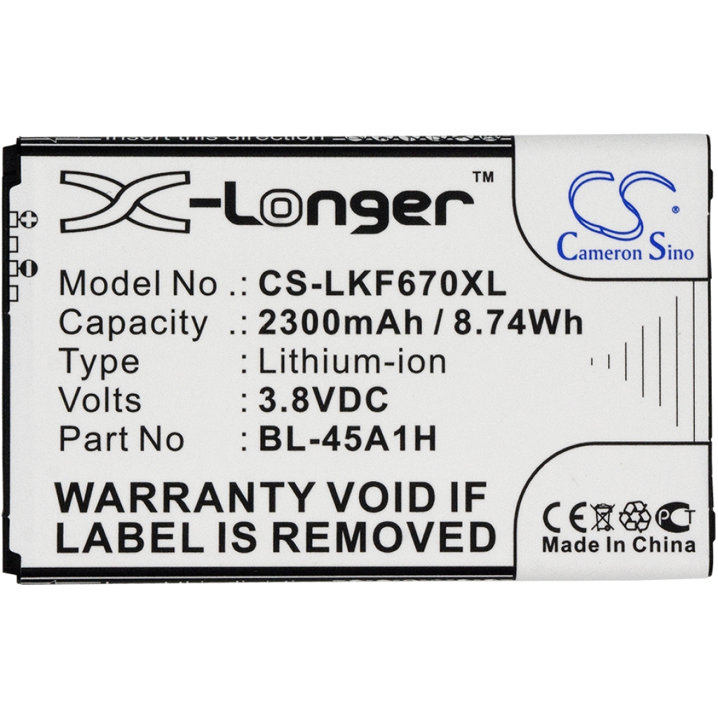 Sostituzione della batteria compatibile per LG BL-45A1H,EAC63158301