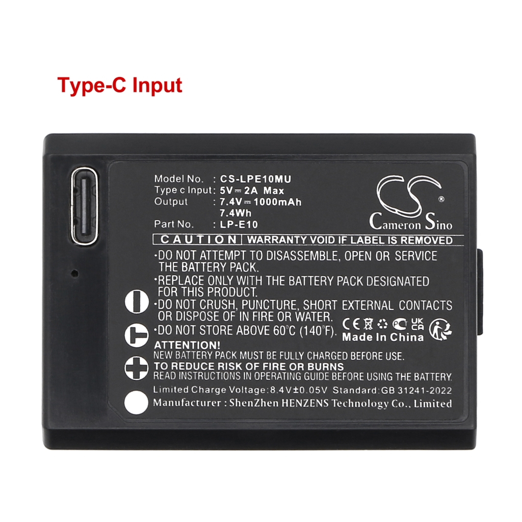 Sostituzione della batteria compatibile per Canon LP-E10