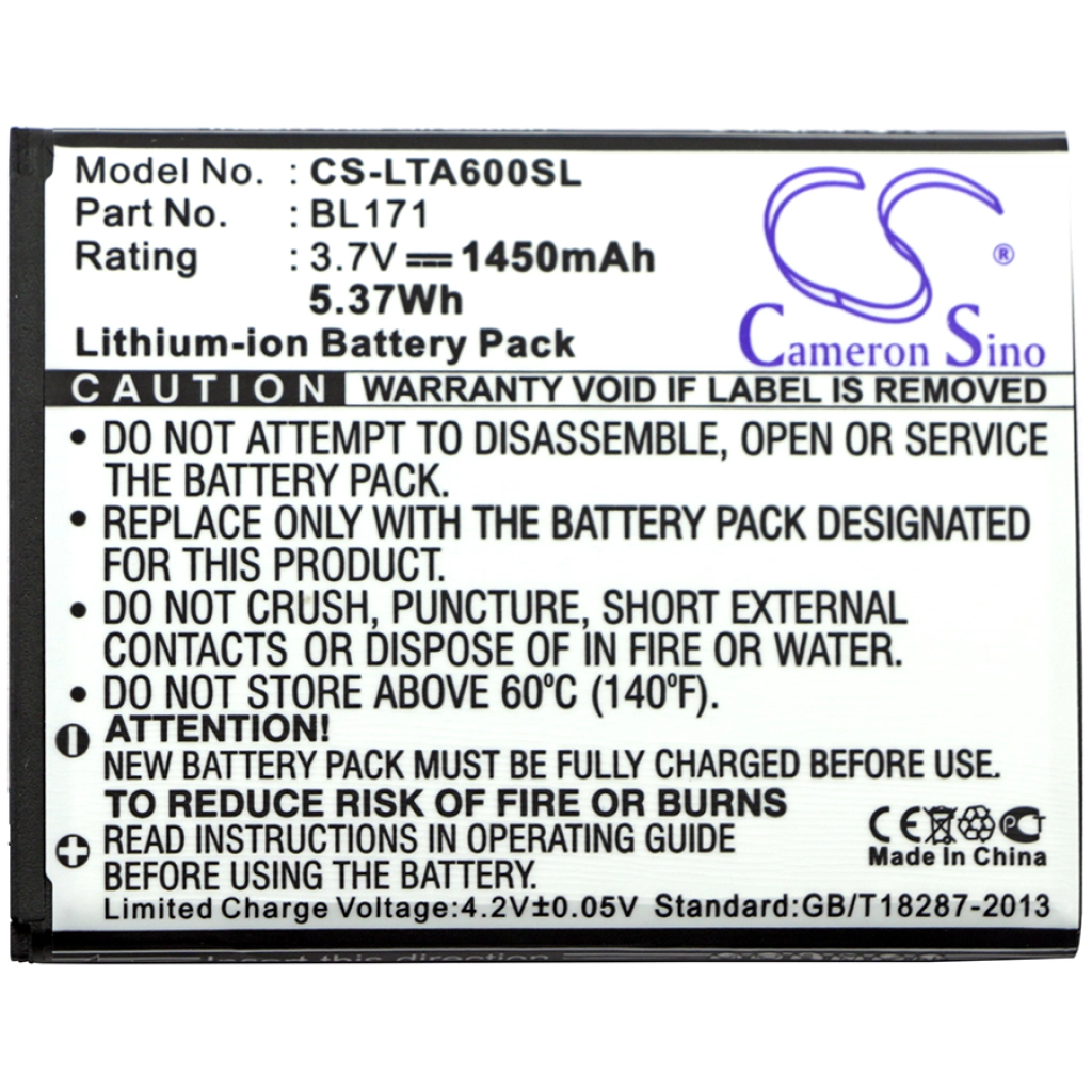 Mobile Phone Battery Lenovo CS-LTA600SL