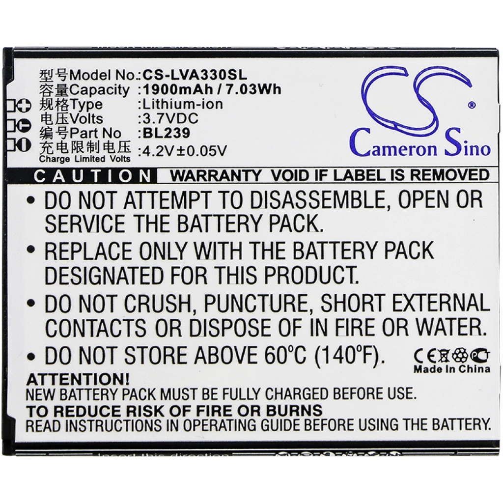 Batterie Batteria del telefono cellulare CS-LVA330SL