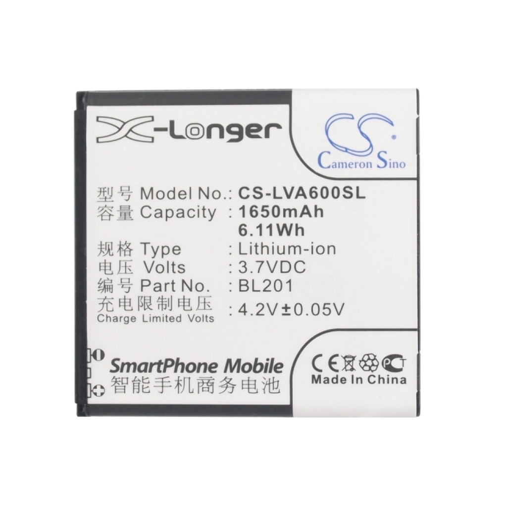Batteria del telefono cellulare Lenovo CS-LVA600SL