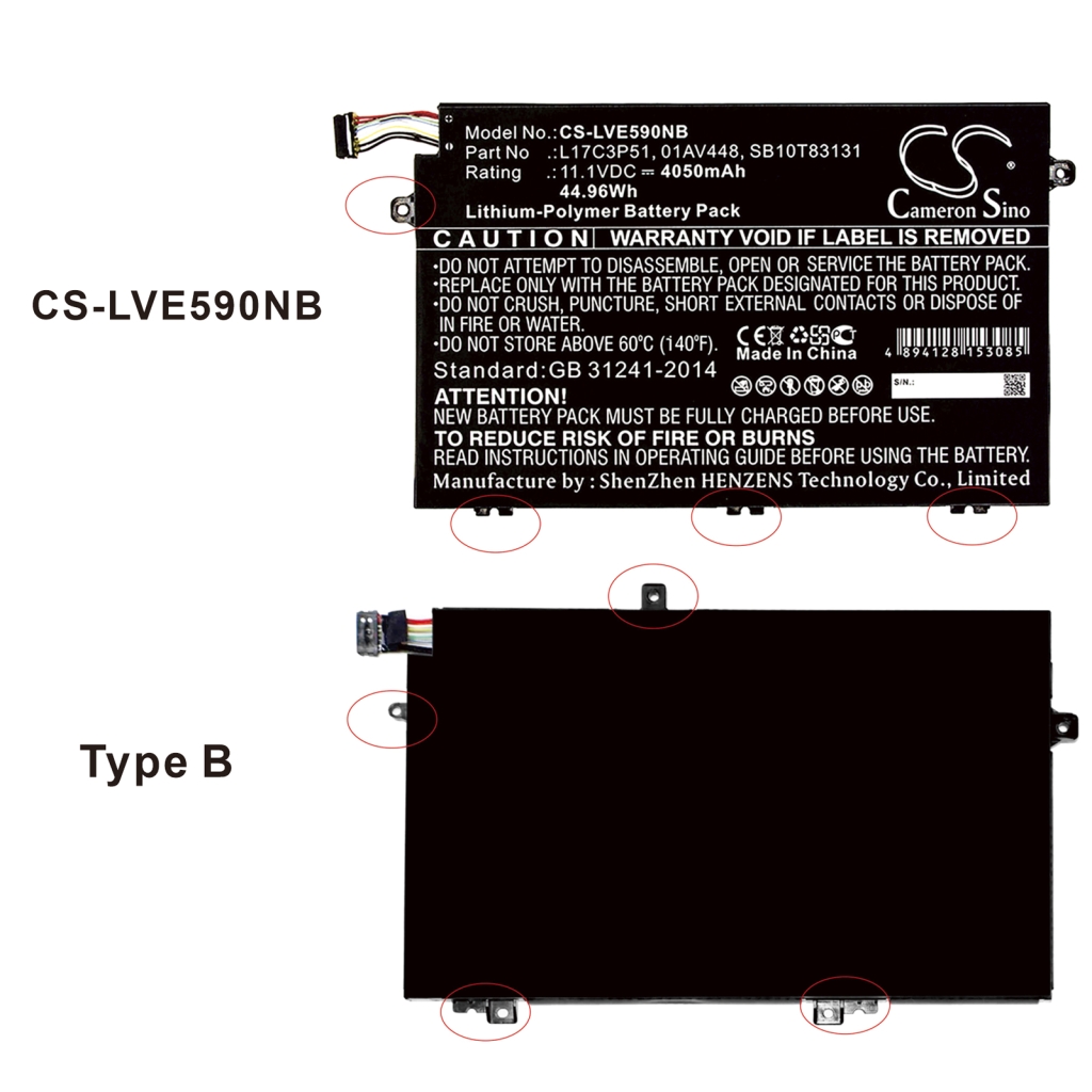 Batterie Sostituisce 01AV446