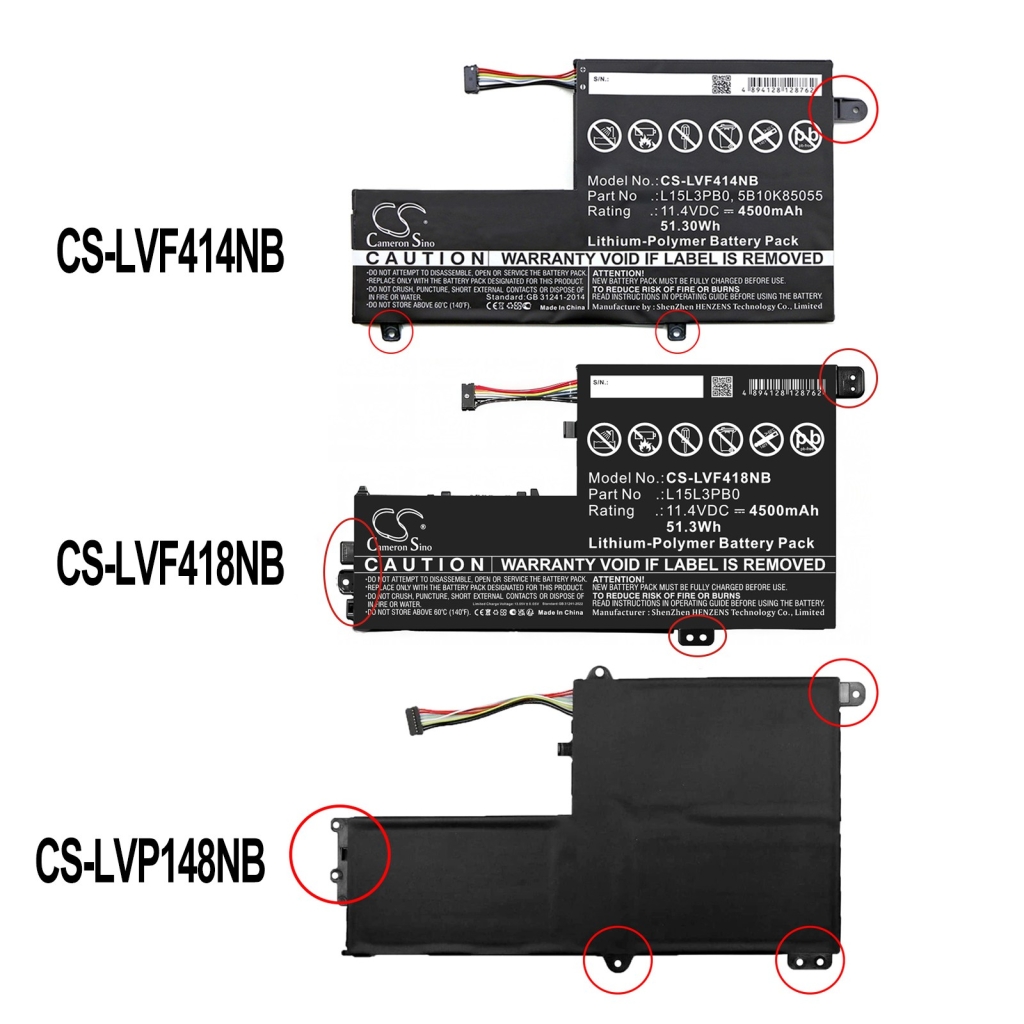 Batterie compatibile con Lenovo IdeaPad 320S-14IKBR 320S-14IKBR(81BN) 320S-14IKBR(81BN004PGE) CS-LVF418NB