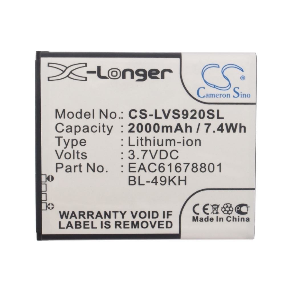 Sostituzione della batteria compatibile per Verizon BL-49KH,EAC61678801