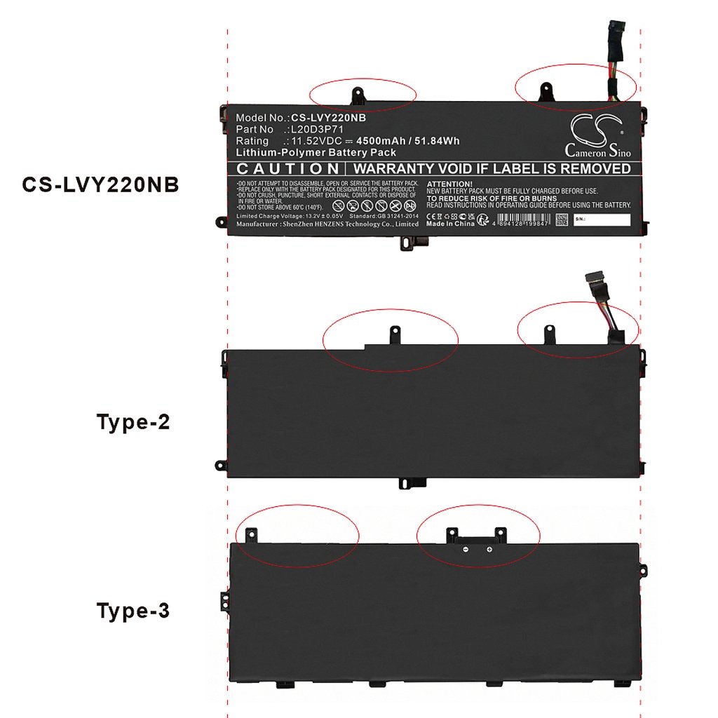 Batterie Sostituisce L20L3P71