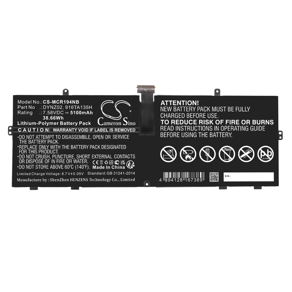 Sostituzione della batteria compatibile per Microsoft 916TA135H,DYNZ02