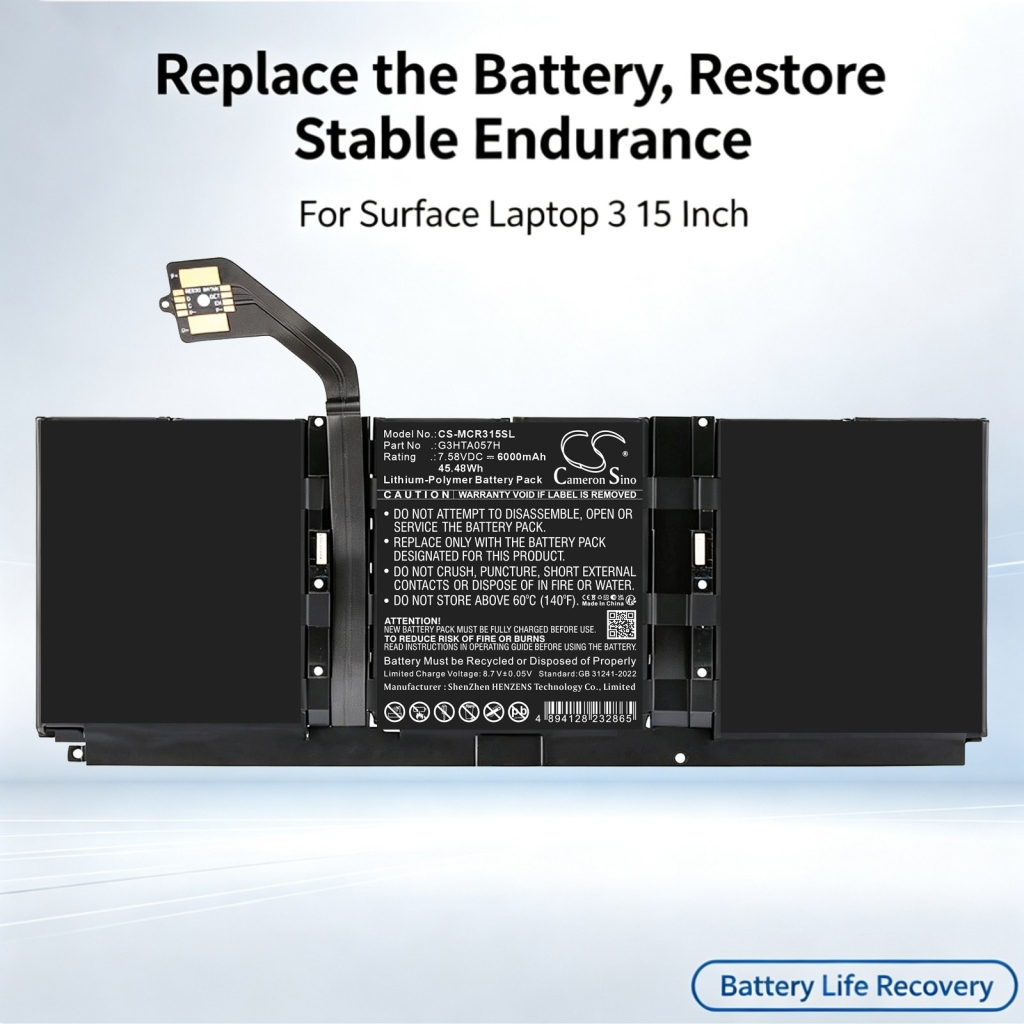 Batterie compatibile con Microsoft Surface Laptop 3 15 Laptop 3 15-Inch 1872 Laptop 3 15-Inch 1873 CS-MCR315SL